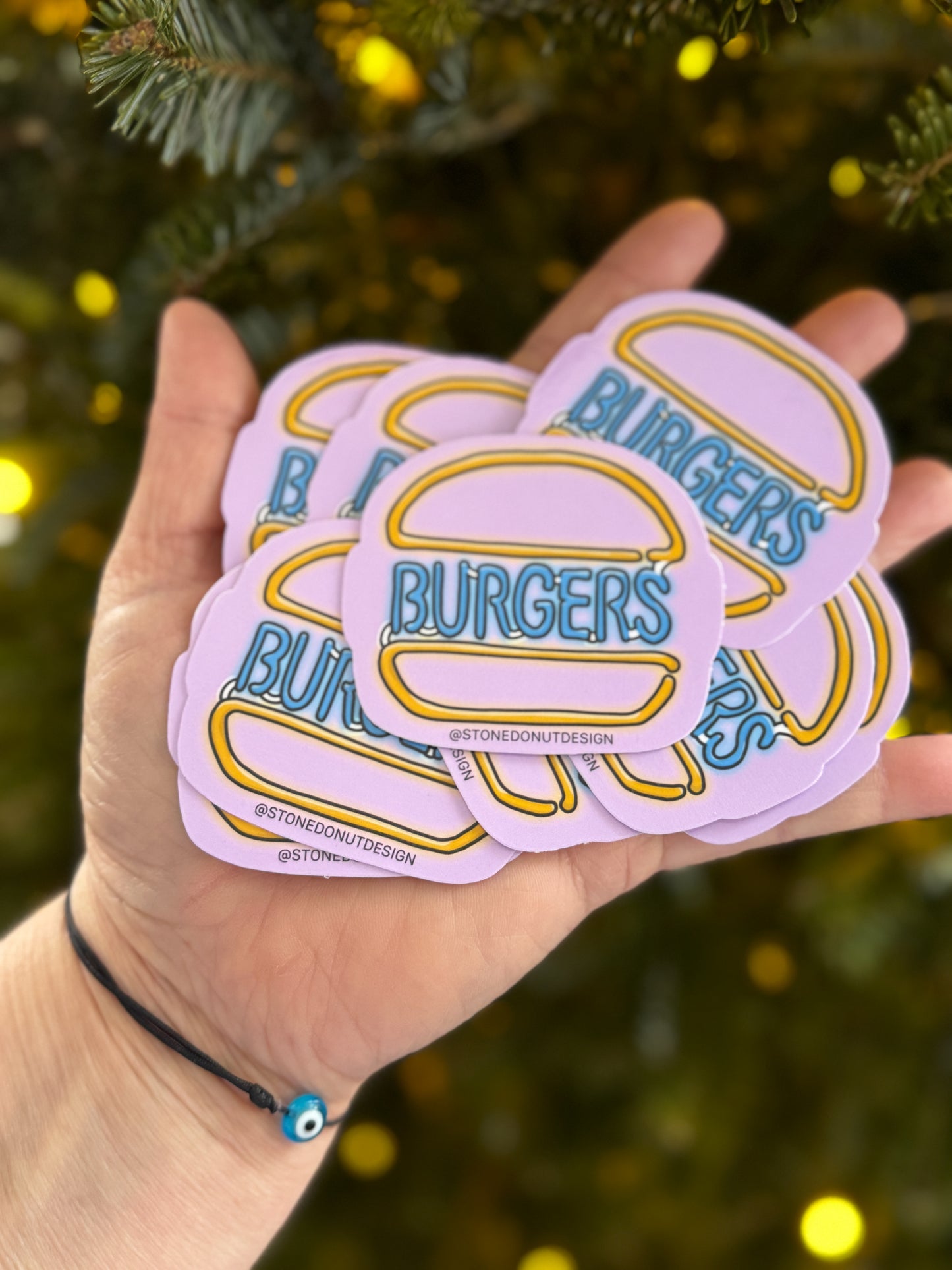 Burgers Neon Sign Vinyl Sticker