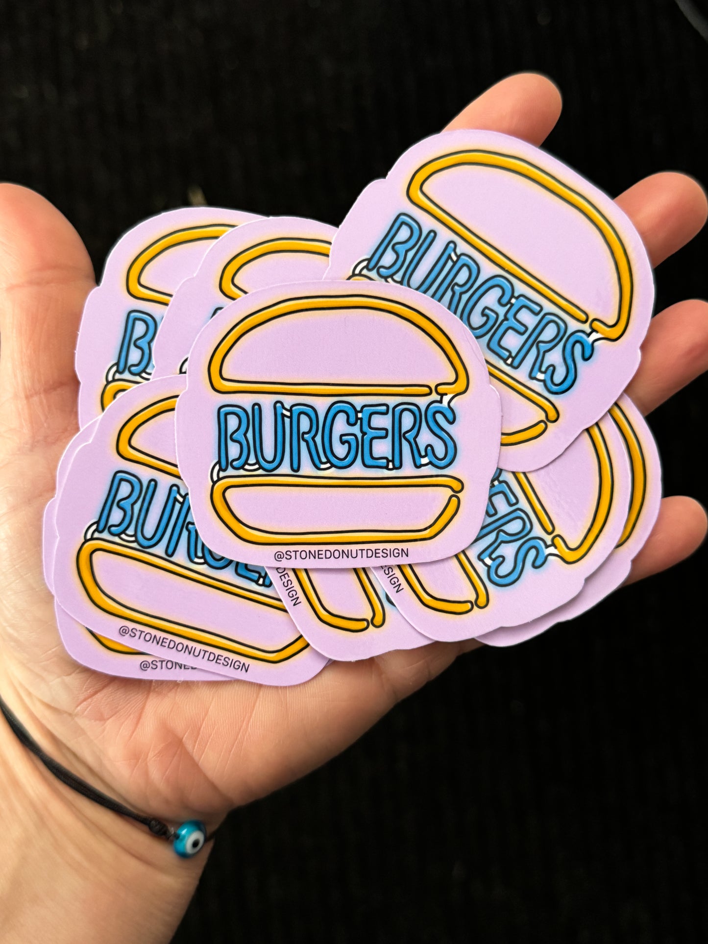 Burgers Neon Sign Vinyl Sticker