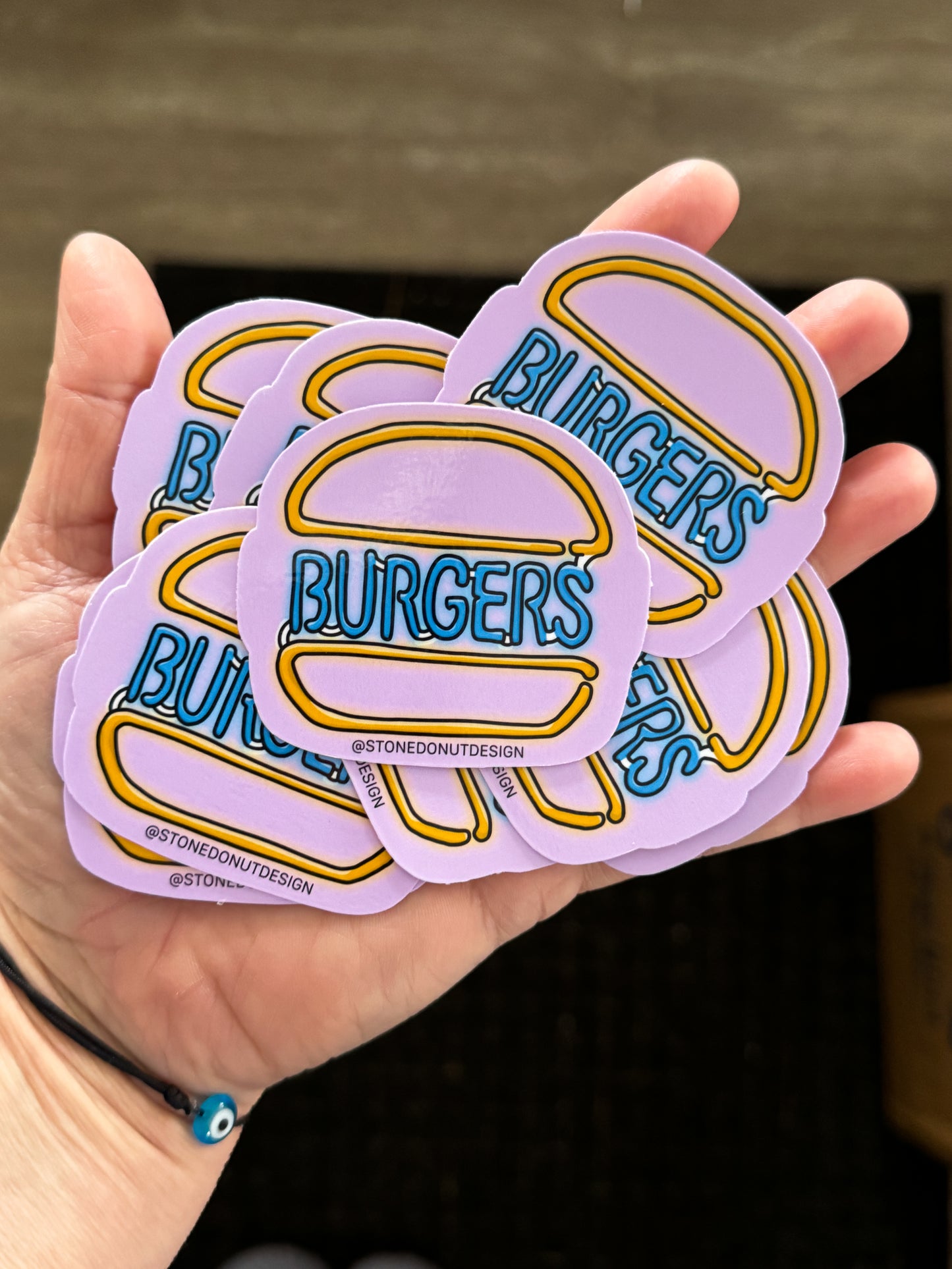 Burgers Neon Sign Vinyl Sticker