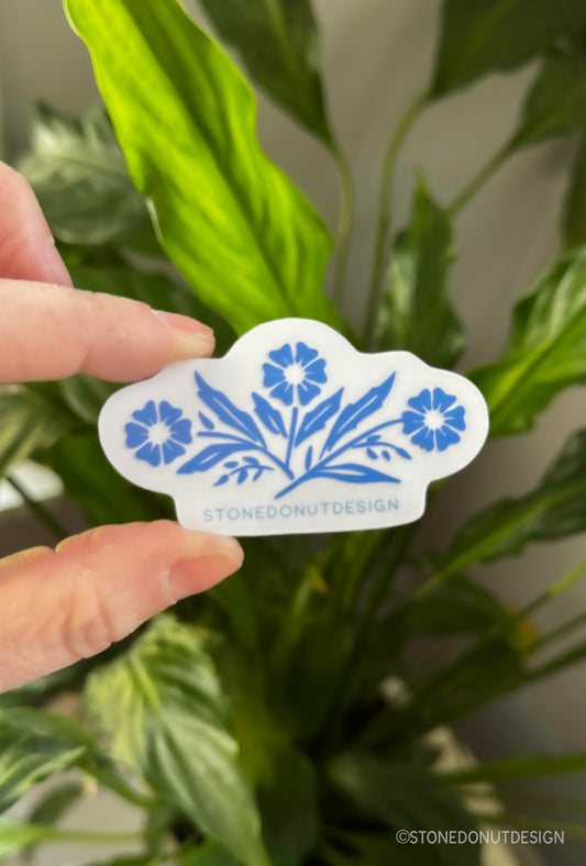 Nostaglic Blue Cornflower Casserole Dish Sticker