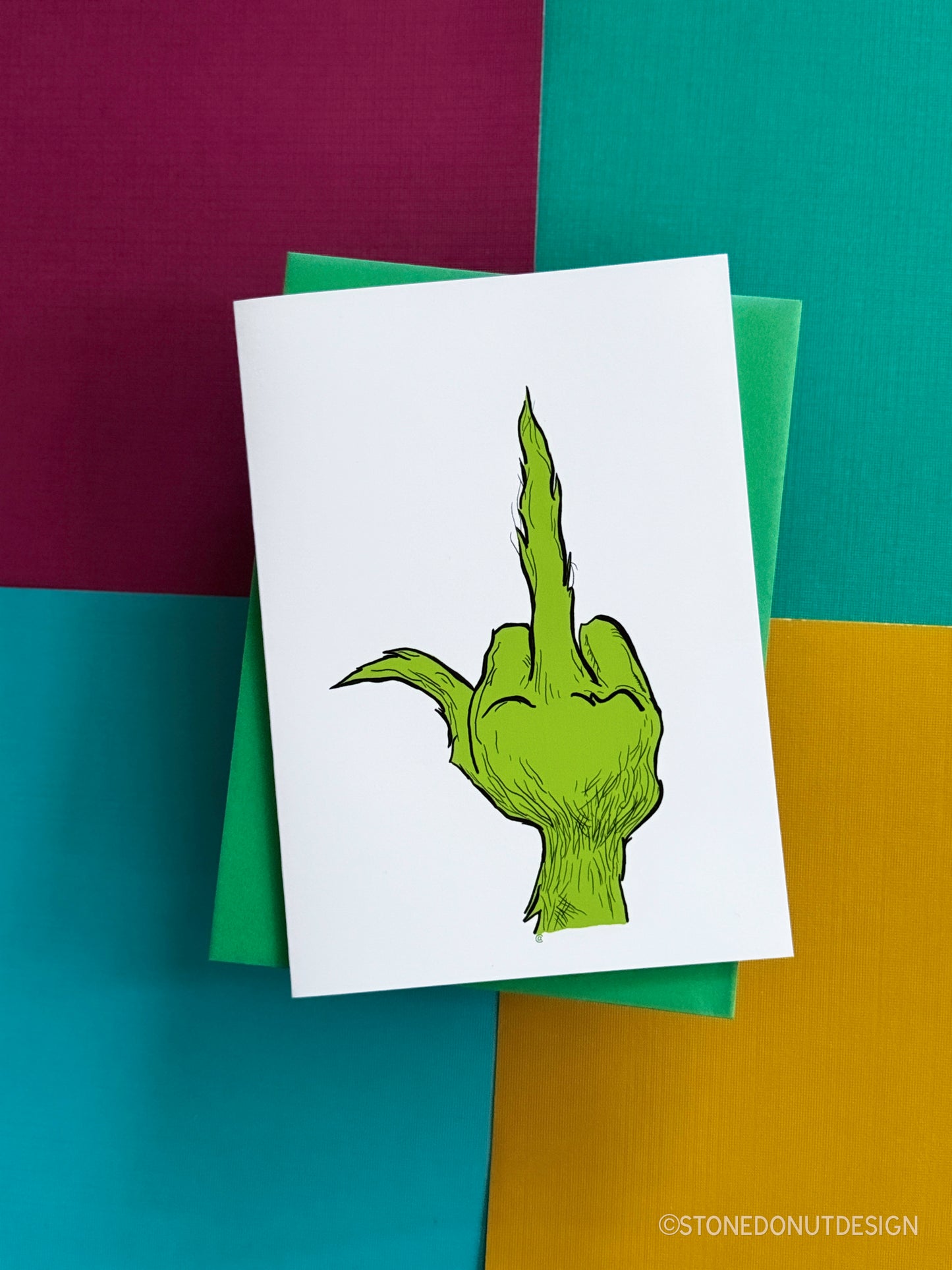 Grinch Middle Finger Holiday Card