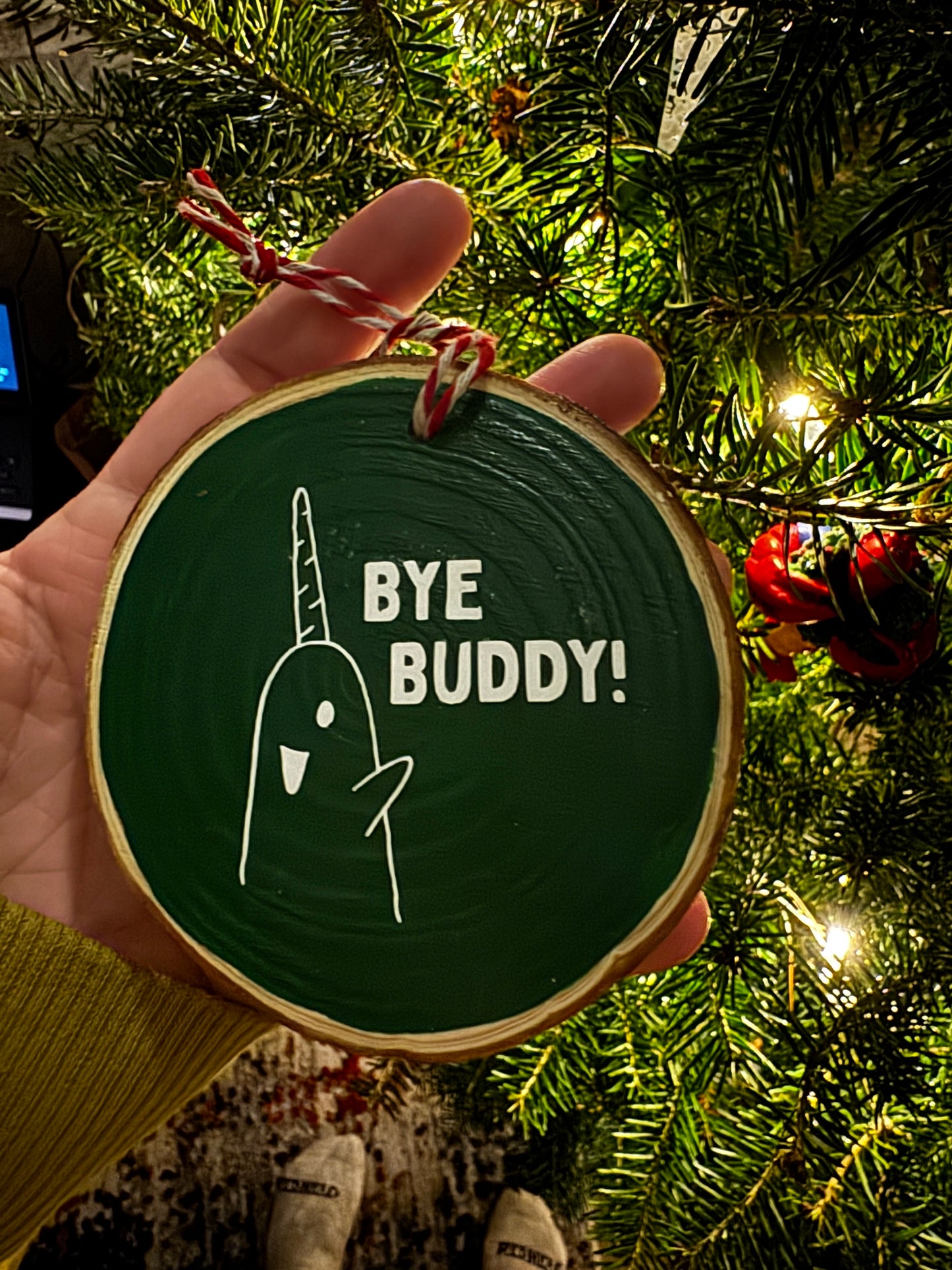 Bye Buddy Wood Slice Ornament
