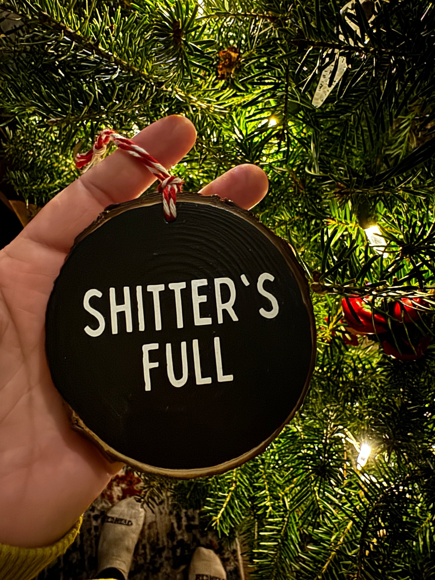 Shitter's Full Wood Slice Ornament