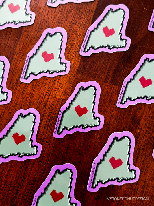 Maine State Pixel Vinyl Sticker