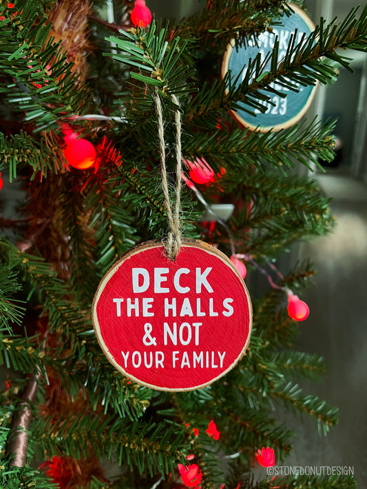 Funny Wood Slice Christmas Ornament