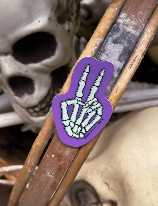 Skeleton Peace Hand Spooky Vinyl Sticker