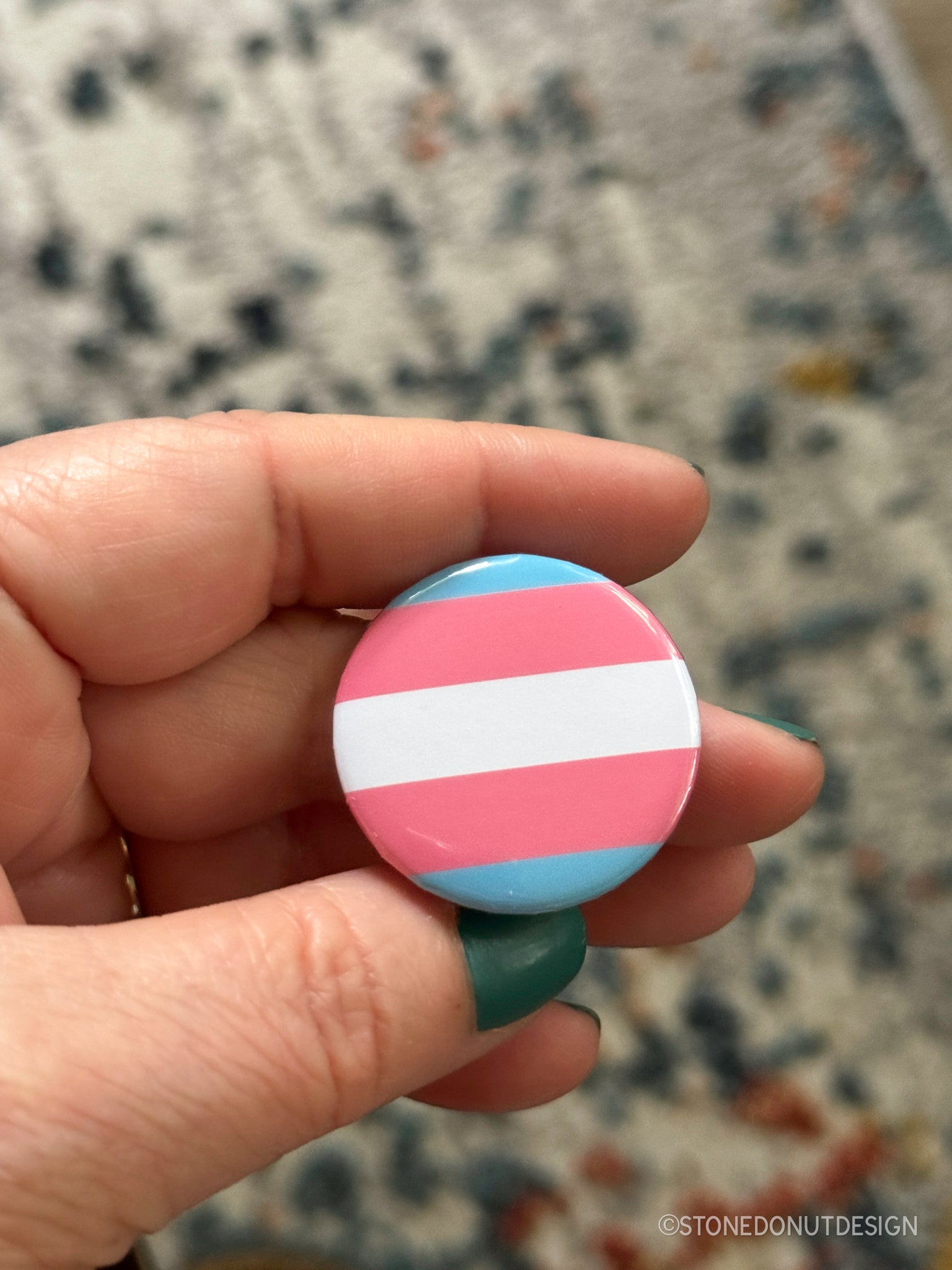 Transgender Flag Pinback Button – Stone Donut Design