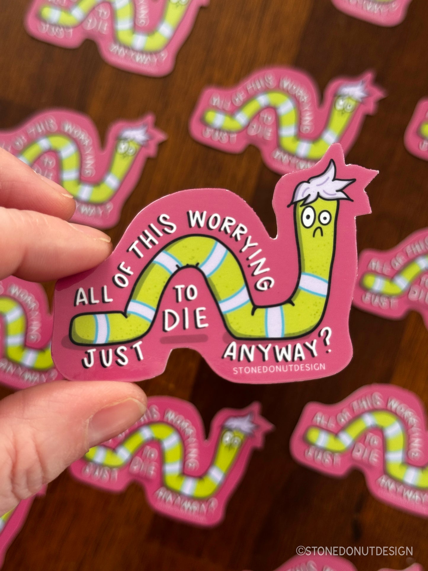 Worry Worm Vinyl Sticker