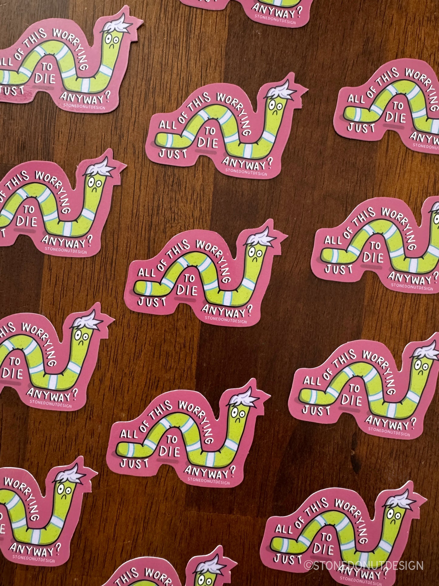 Worry Worm Vinyl Sticker