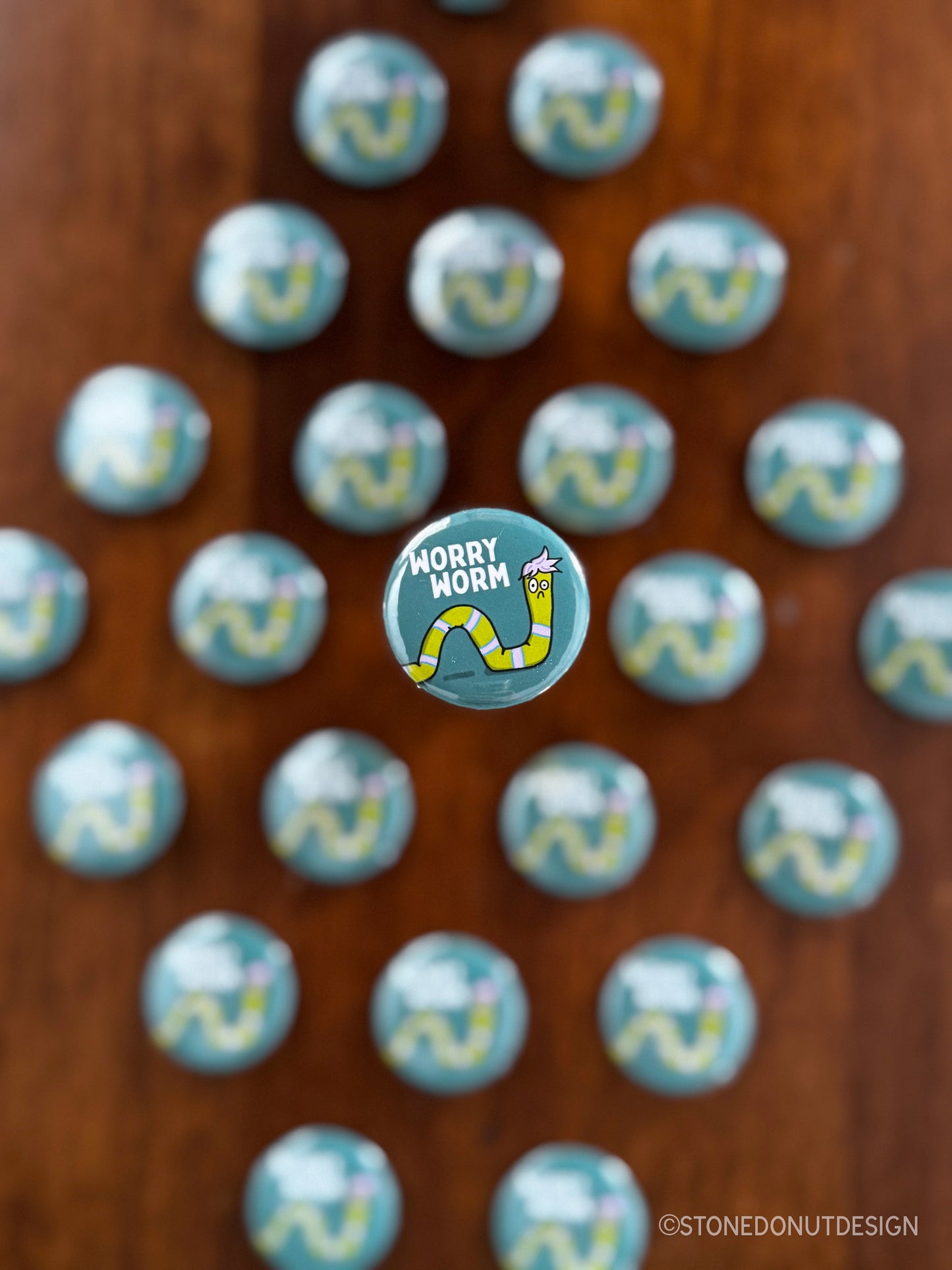 Worry Worm Pinback Button