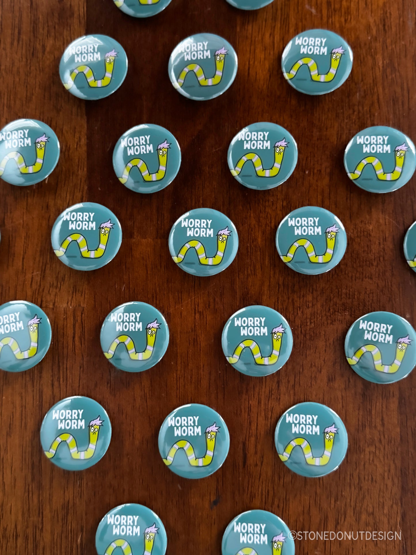 Worry Worm Pinback Button