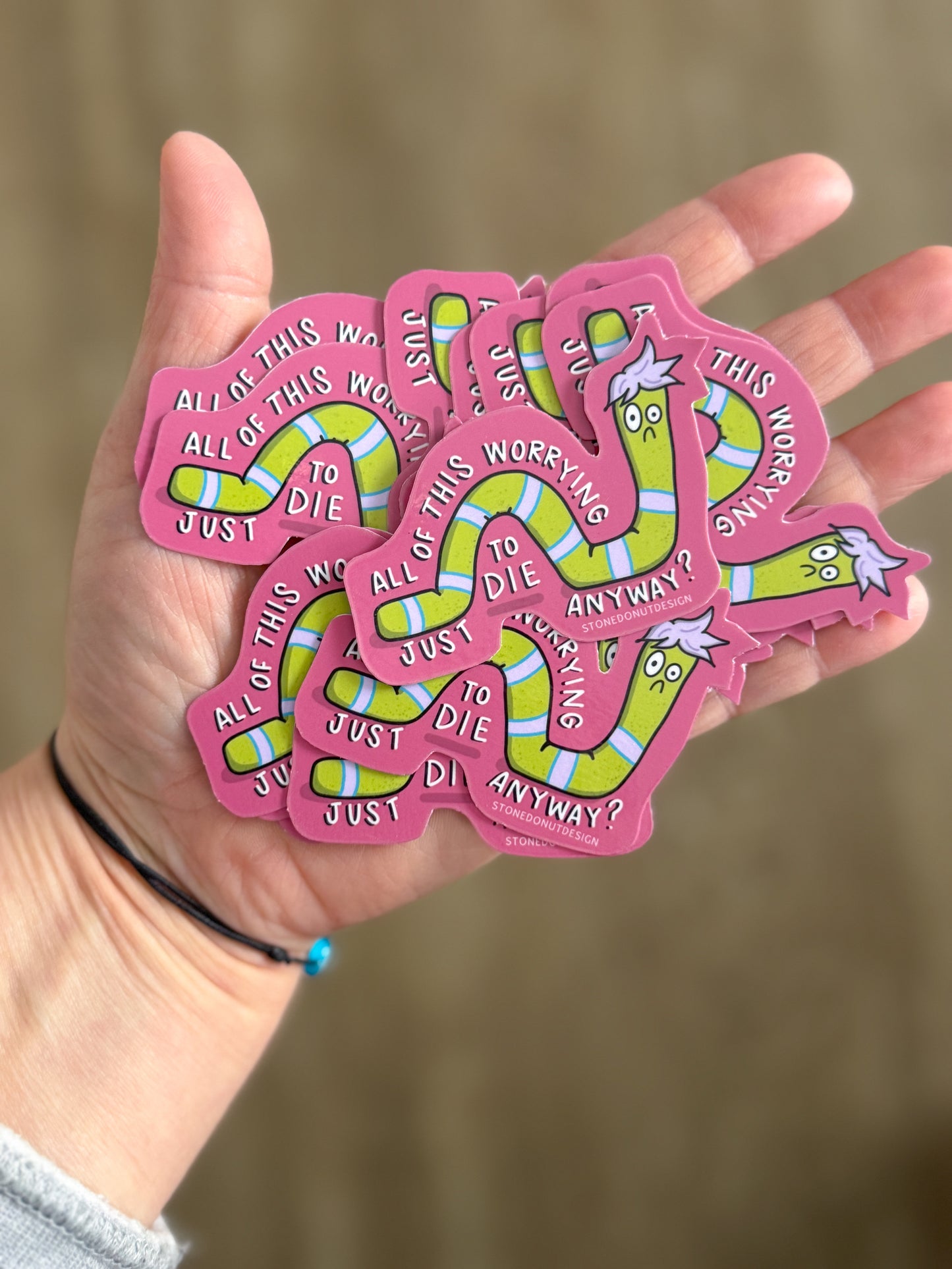 Worry Worm Vinyl Sticker