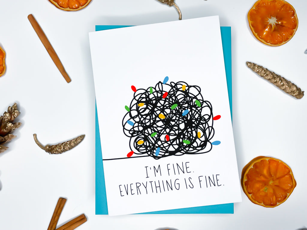 Everything is Fine Stressed Holiday Card