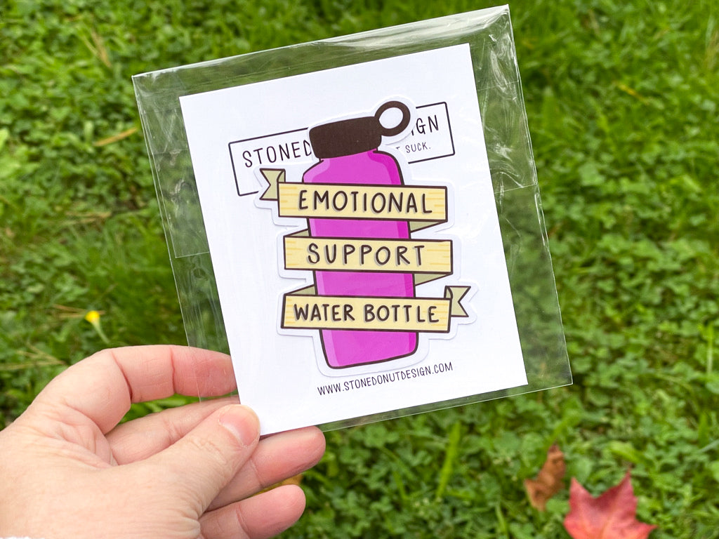 Emotional Support Water Bottle Vinyl Sticker