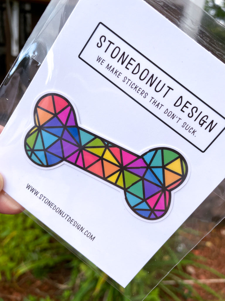 Gem Dog Bone Vinyl Sticker – Stone Donut Design