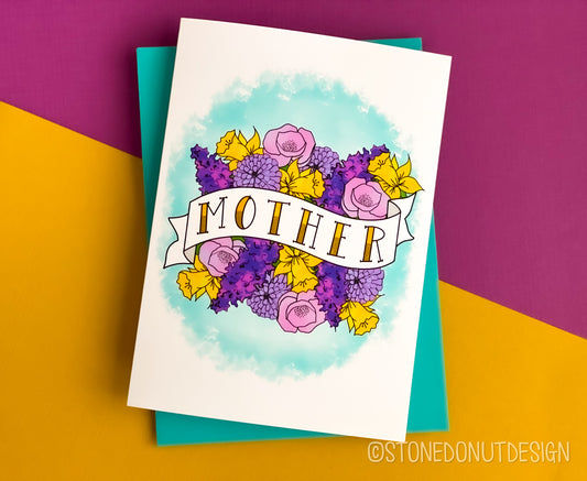 Tattoo-Style Mother Banner Card for Mom