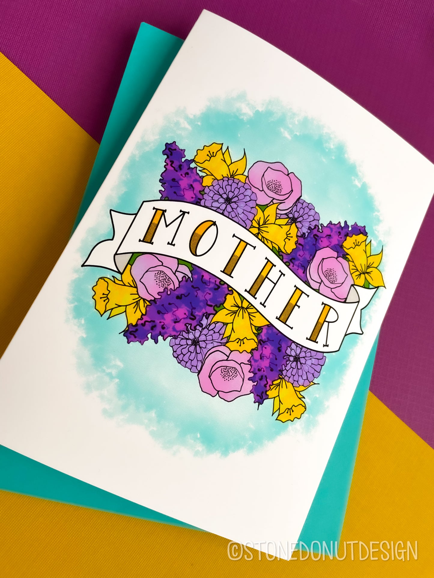 Tattoo-Style Mother Banner Card for Mom
