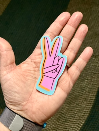 Neon Peace Hand ASL Vinyl Sticker