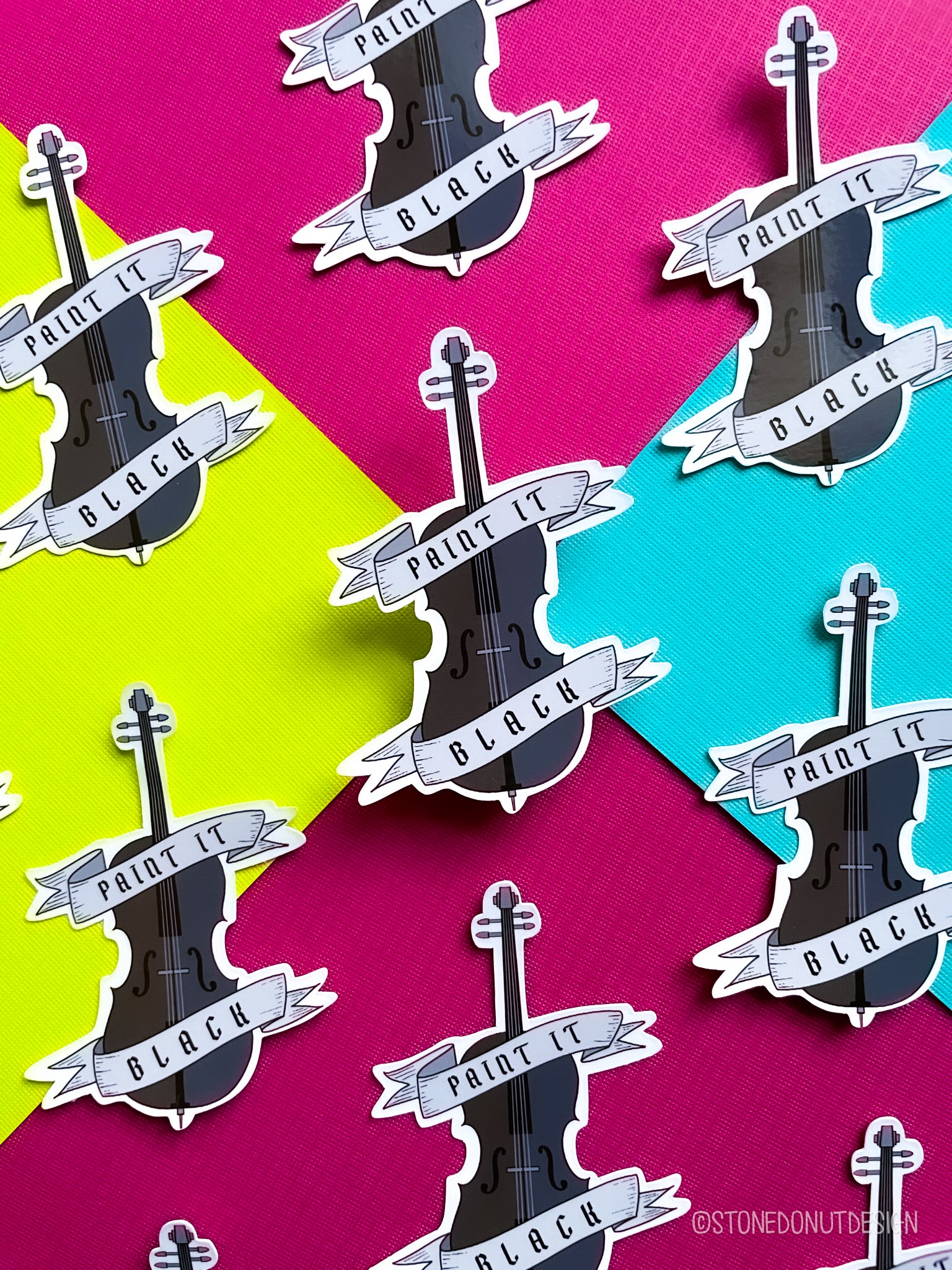 Paint It Black Cello Vinyl Sticker – Stone Donut Design