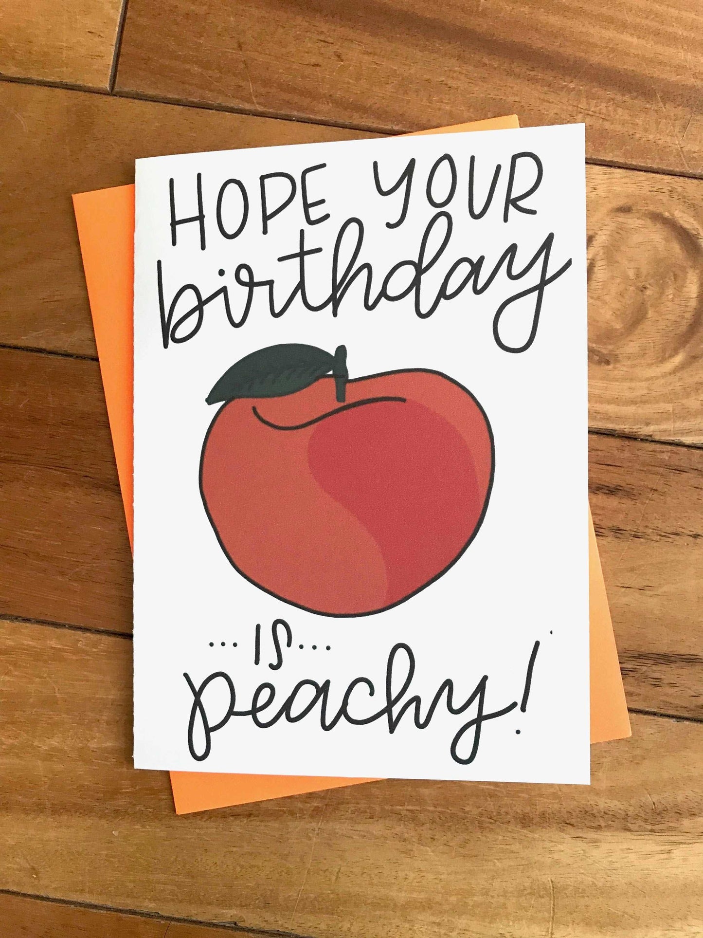 Cute Handmade Peachy Birthday Card by StoneDonut Design