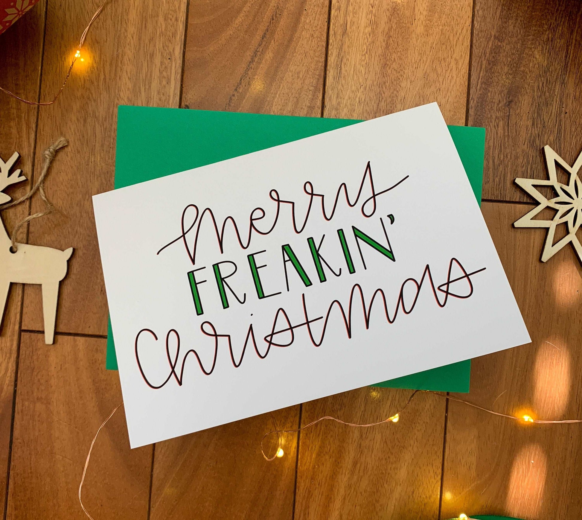 Fun Handmade Holiday Merry Freaking Christmas Holiday Card by StoneDonut Design