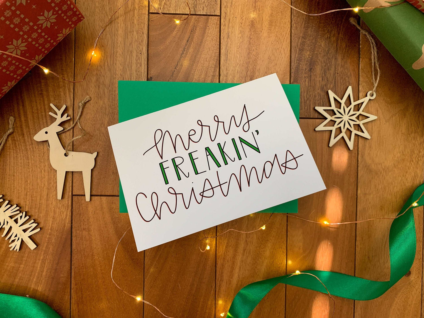 Fun Handmade Holiday Merry Freaking Christmas Holiday Card by StoneDonut Design