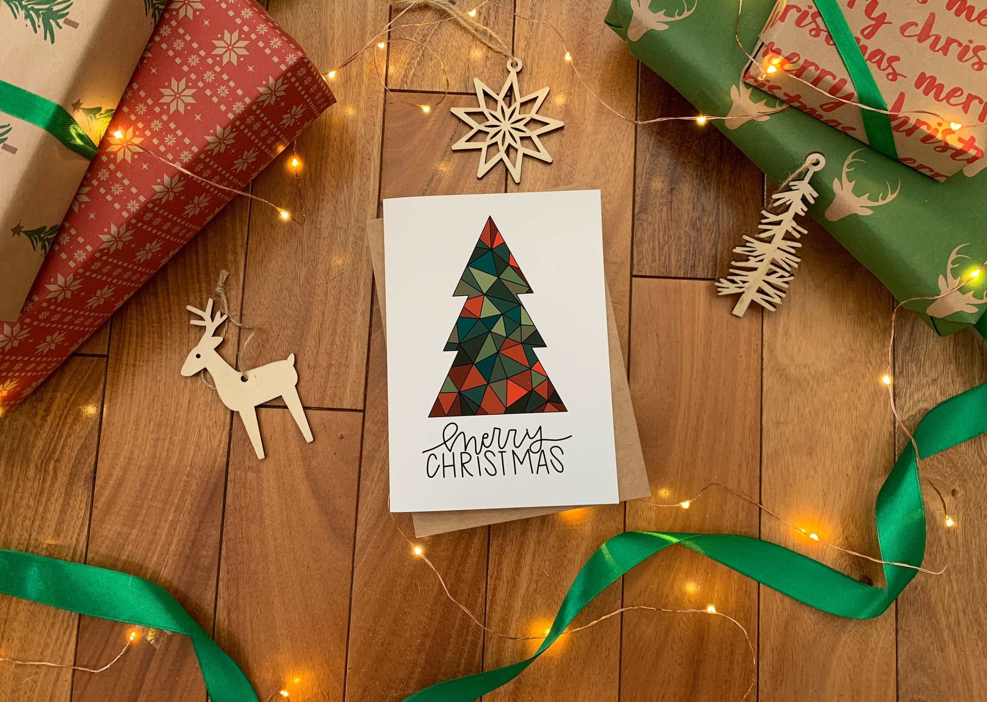 Geometric Christmas Tree Holiday Card by StoneDonut Design