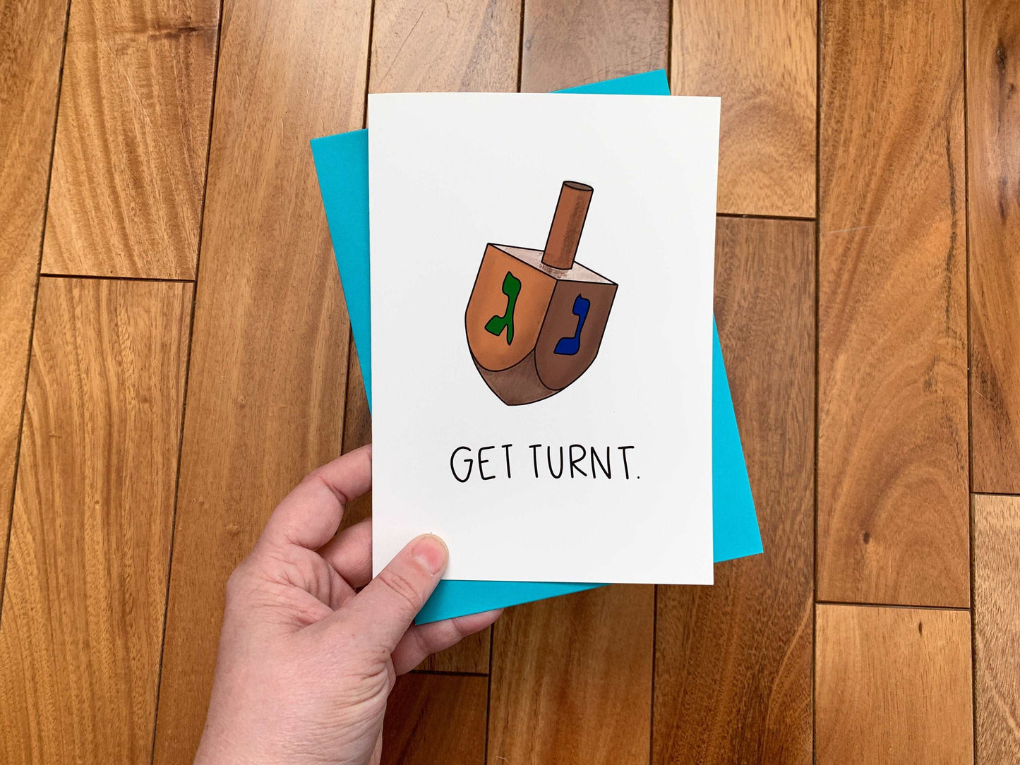 Get Turnt Funny Dreidel Hanukkah Card by StoneDonut Design