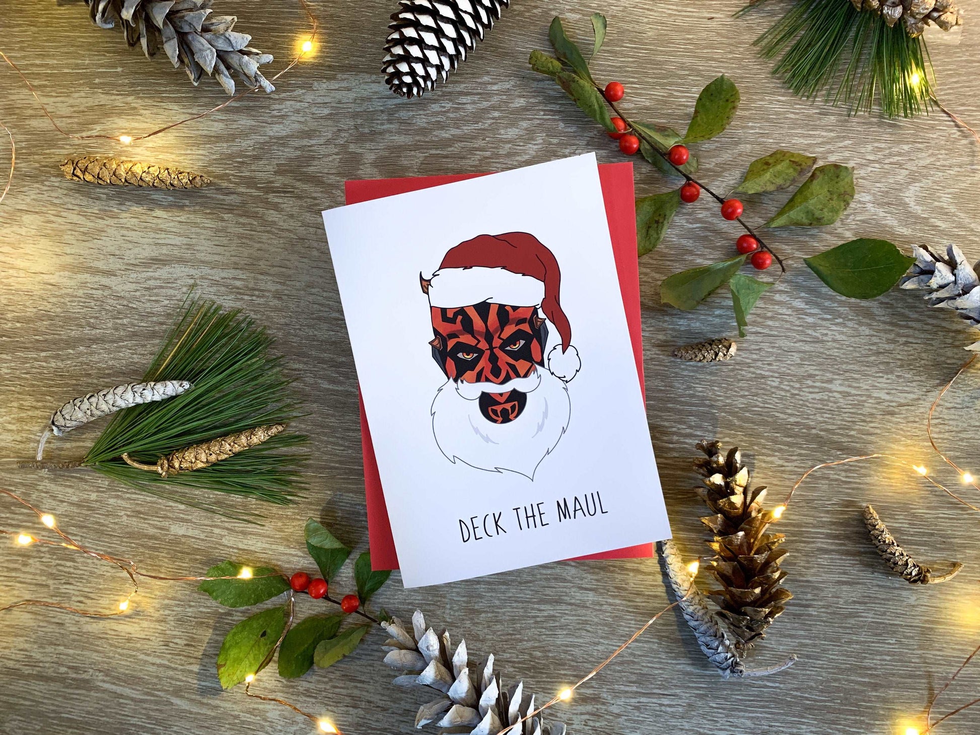 Funny Star Wars Christmas Card Darth Maul Santa by StoneDonut Design