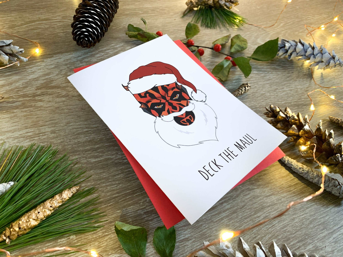 Funny Star Wars Christmas Card Darth Maul Santa by StoneDonut Design