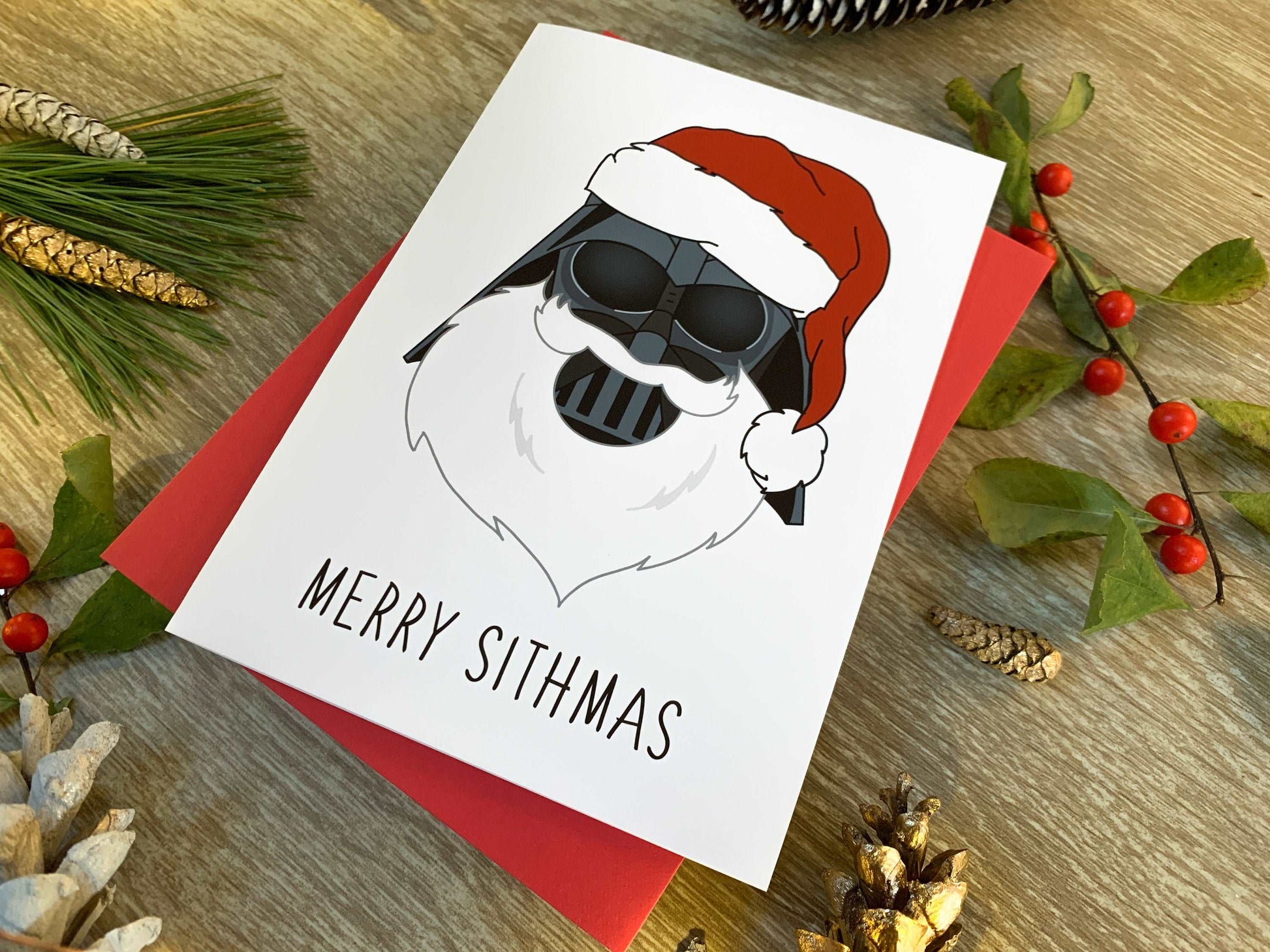 Funny Star Wars Christmas Card Darth Vader Santa by StoneDonut Design