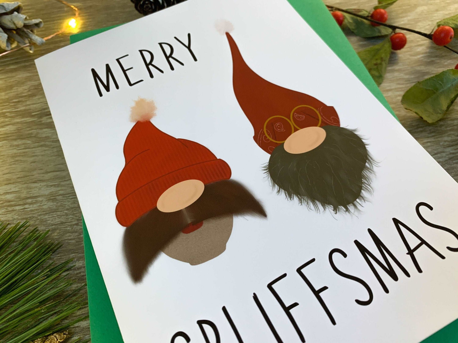 Funny Cannabis Cheech and Chong Holiday Card Merry Spliffsmas by StoneDonut Design