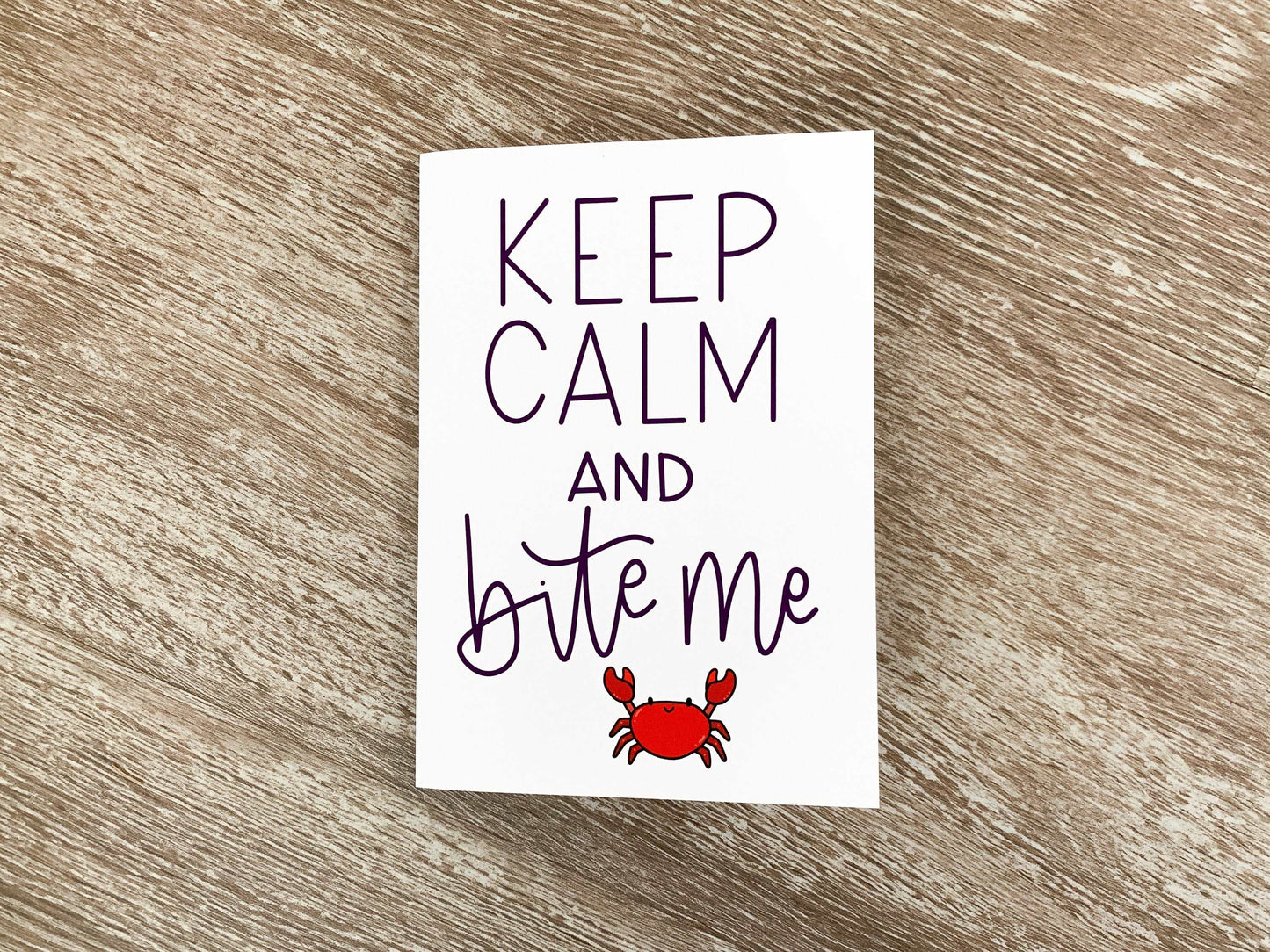Funny Handmade Note Card Keep Calm and Bite Me by StoneDonut Design