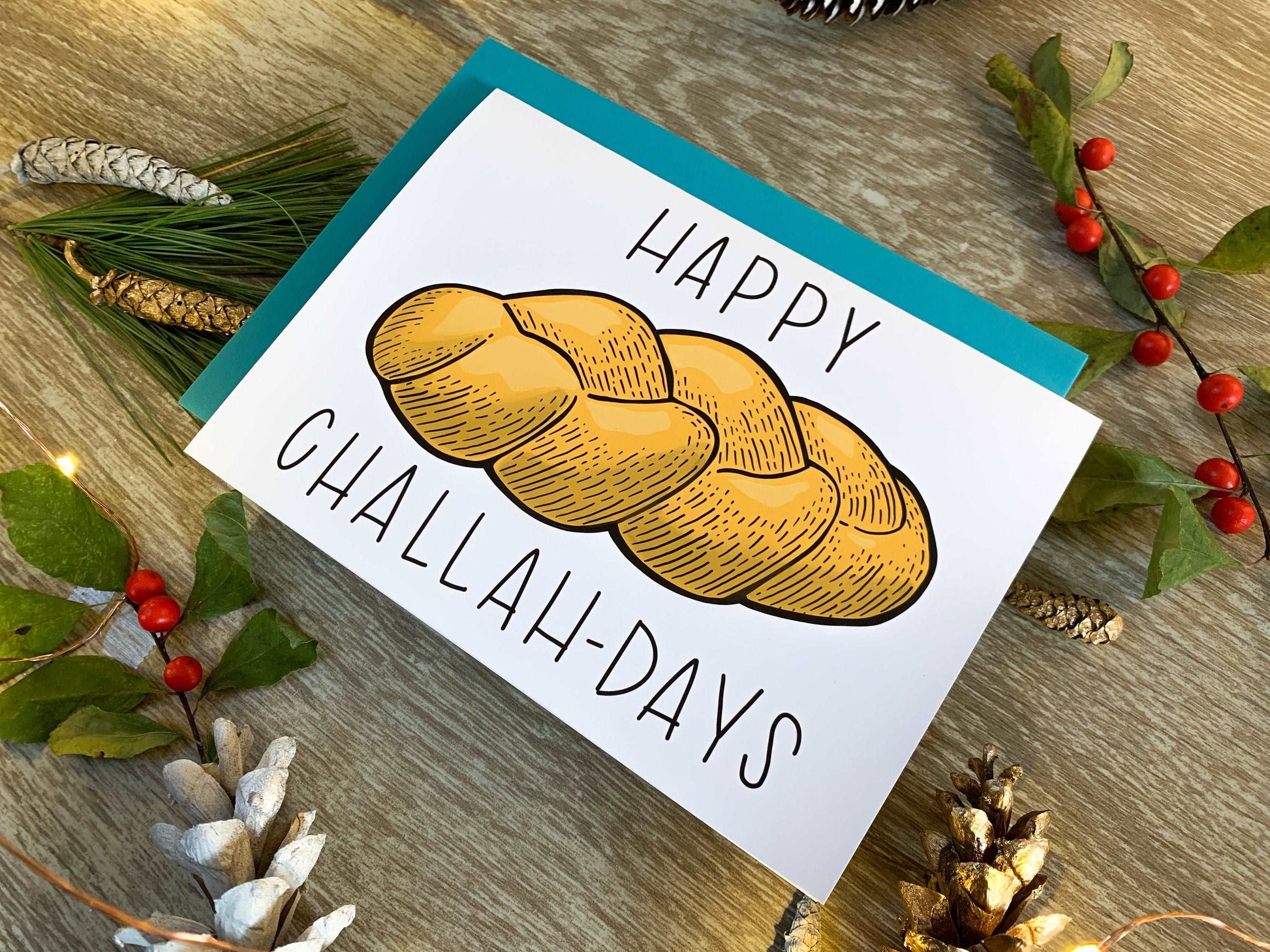 Challah Funny Handmade Hanukkah Card by StoneDonut Design