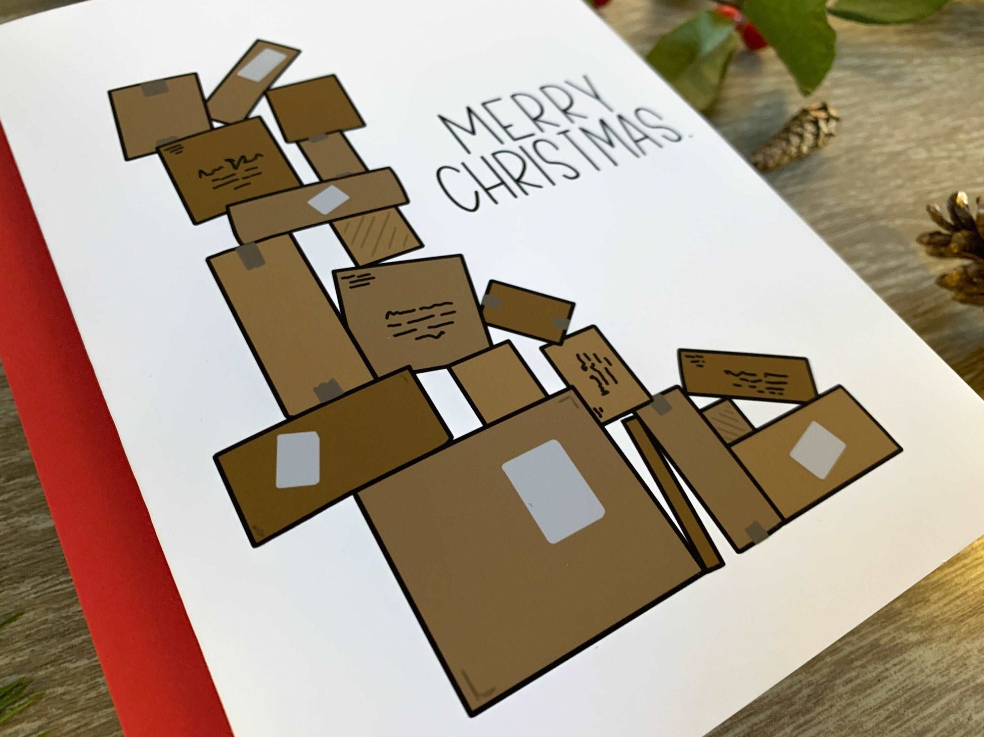 Brown Paper Packages Funny Handmade Christmas Card by StoneDonut Design