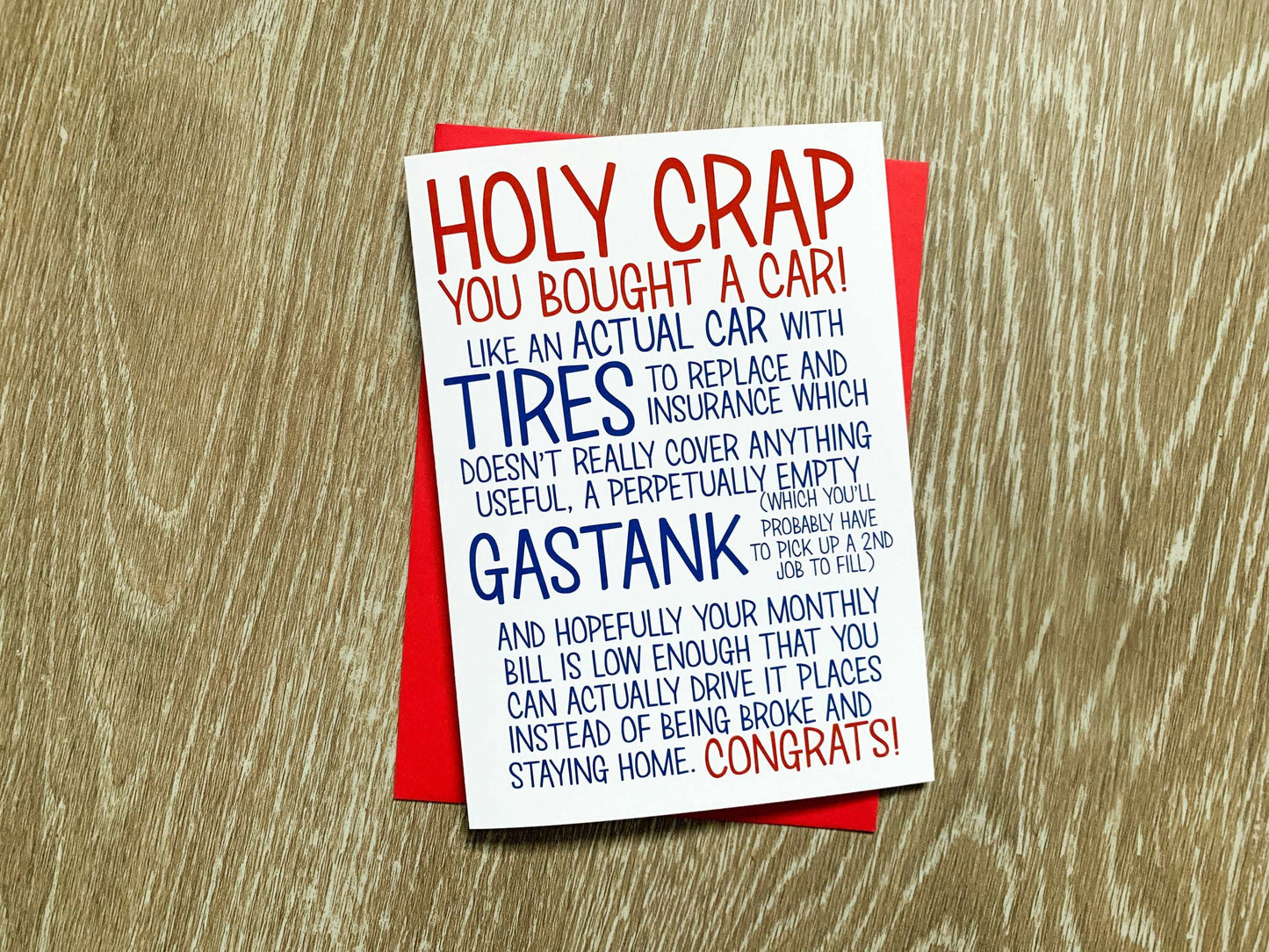 Funny Handmade Congrats New Car Card by StoneDonut Design