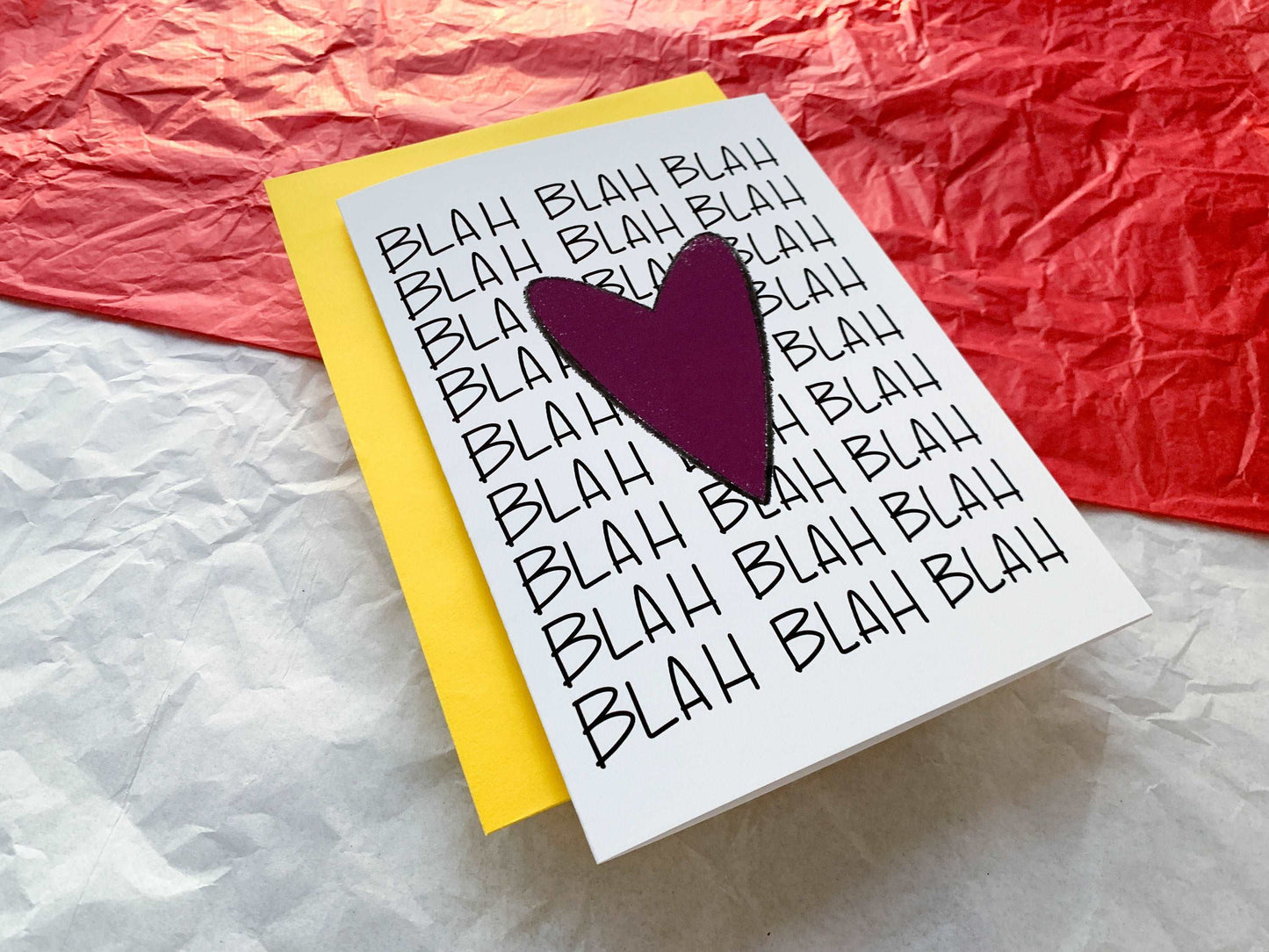 Funny Anti-Valentine's Day Blah Heart Handmade Card by StoneDonut Design