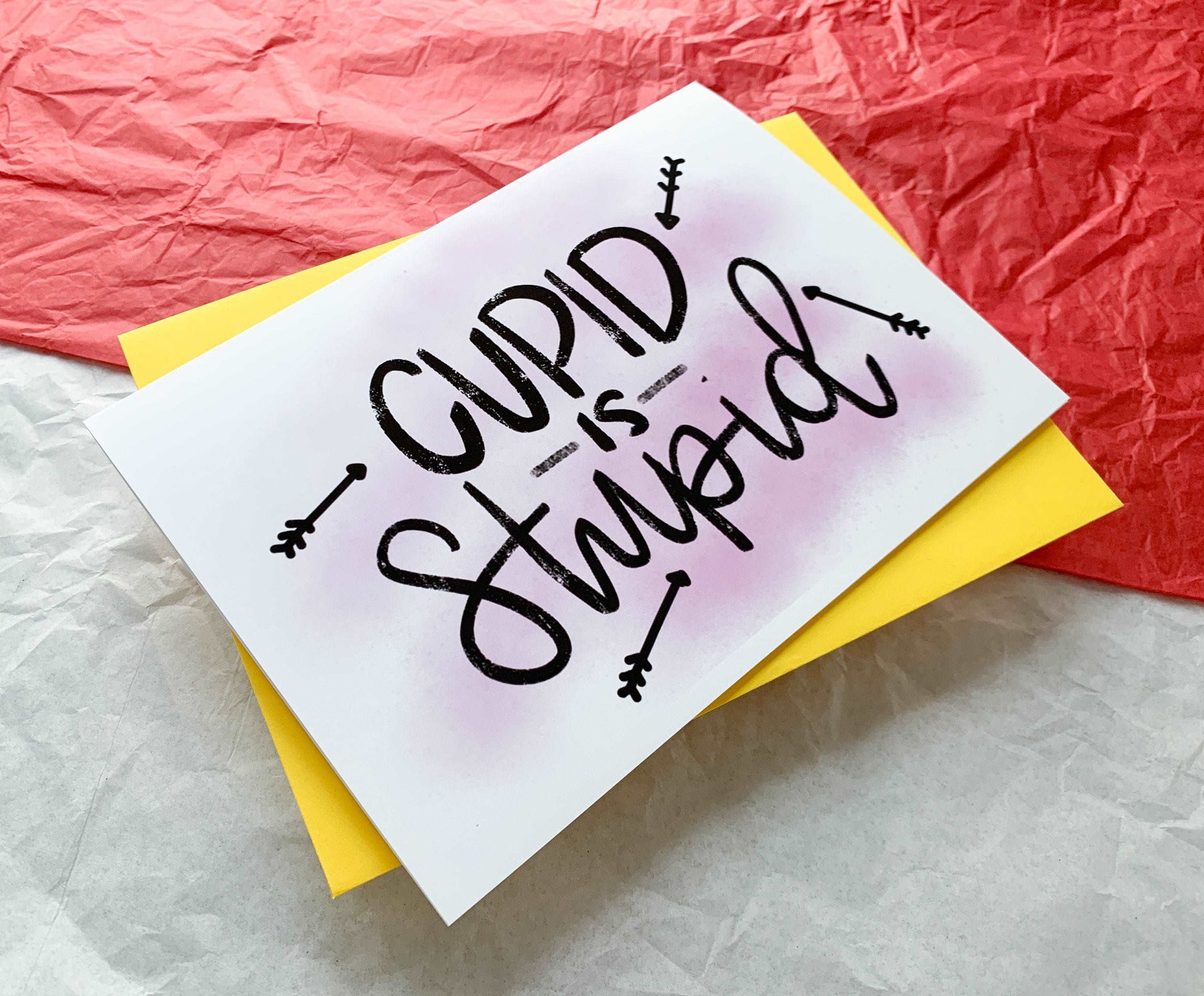 Cupid is Stupid Snarky Handmade AntiValentine Card by StoneDonut Design
