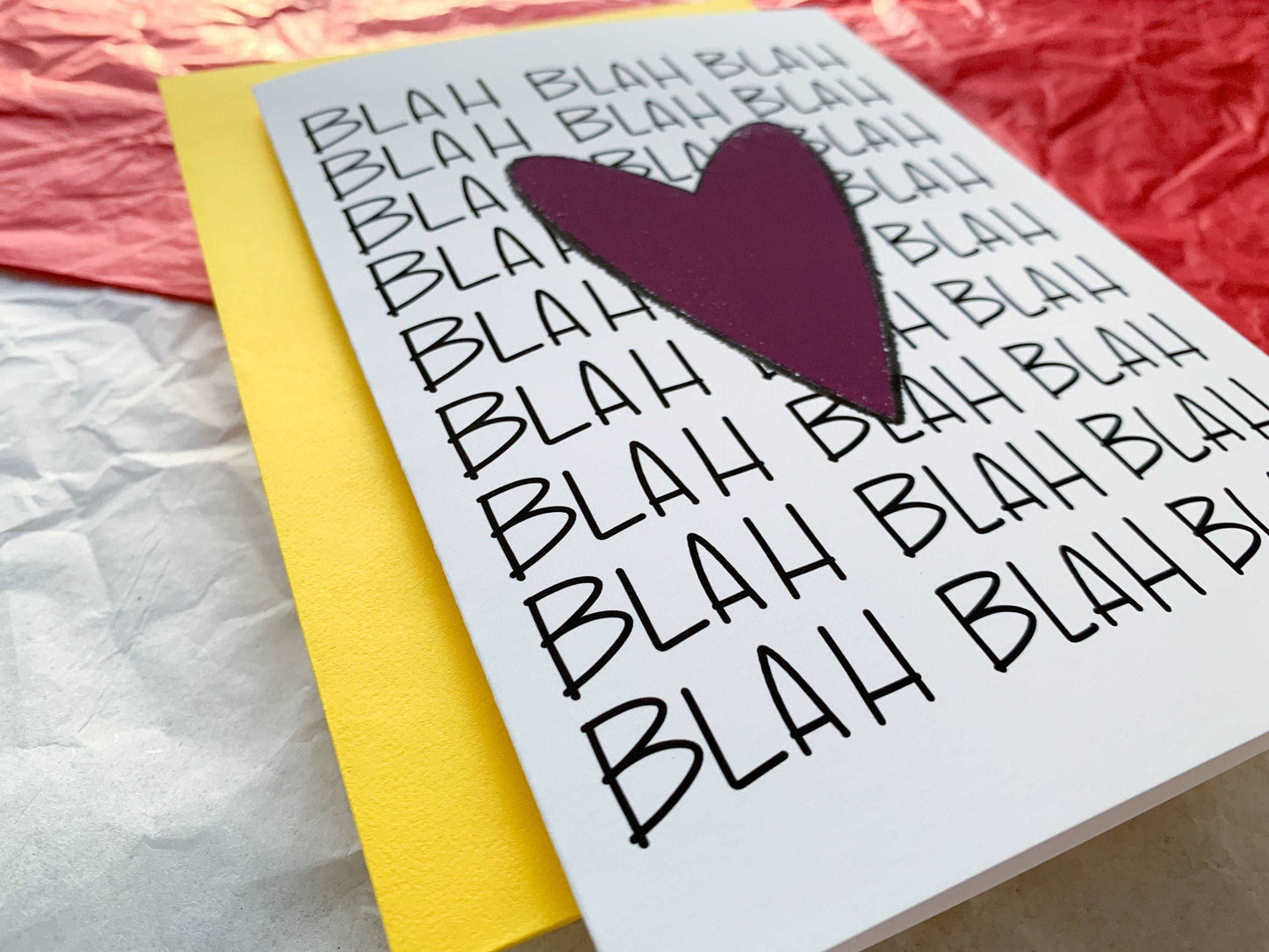 Funny Anti-Valentine's Day Blah Heart Handmade Card by StoneDonut Design