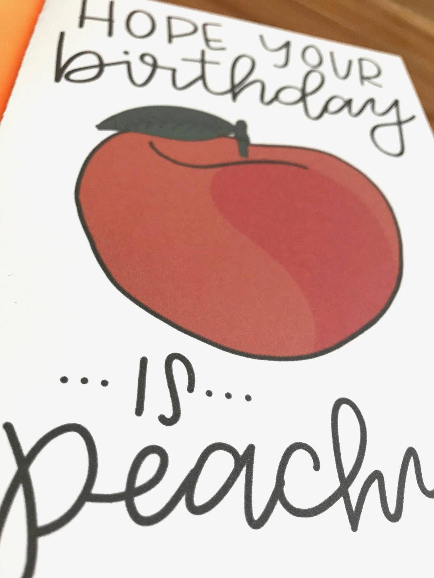 Cute Handmade Peachy Birthday Card by StoneDonut Design