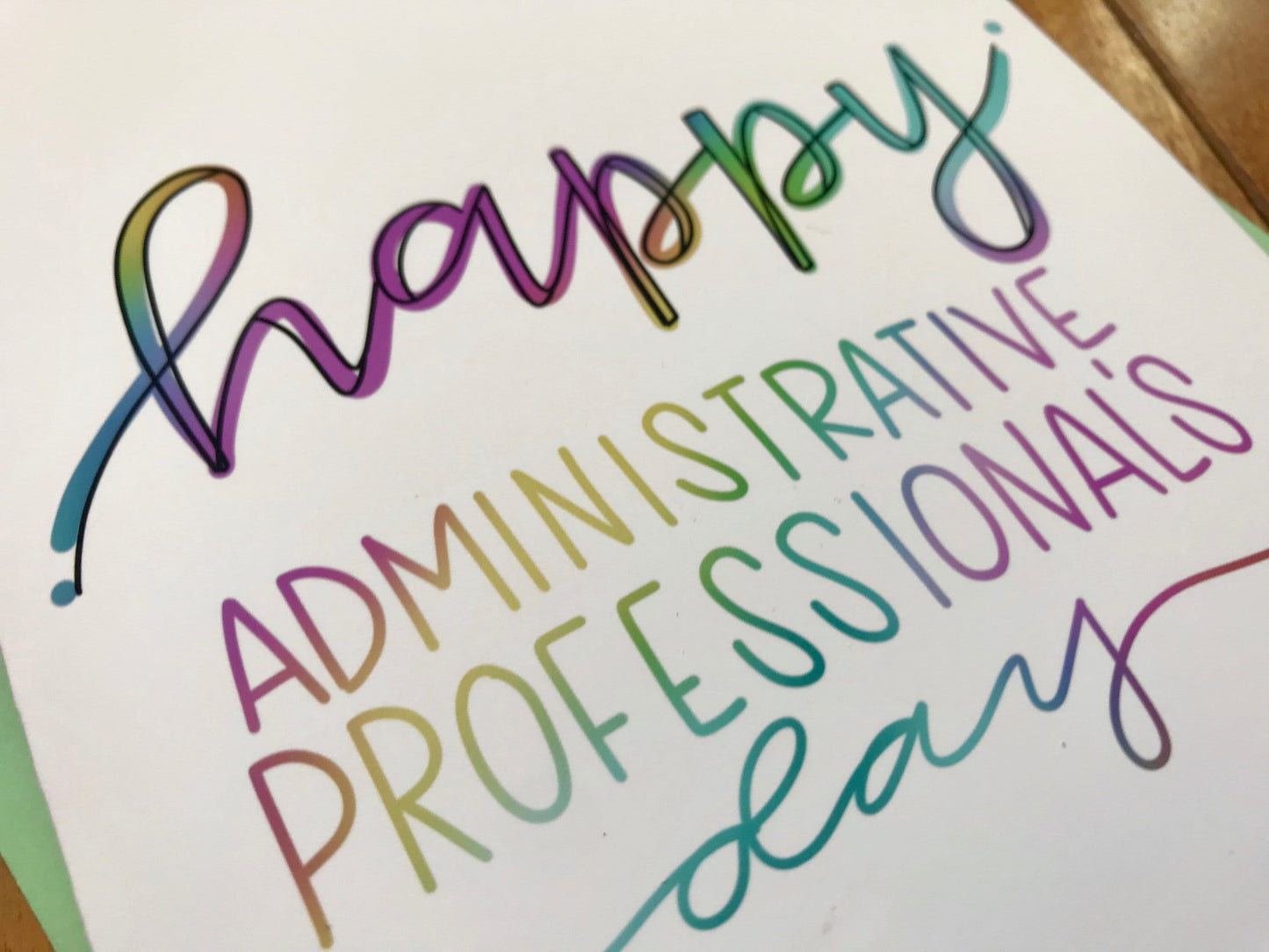 Happy Administrative Professionals Day Colorful Handmade Card by StoneDonut Design