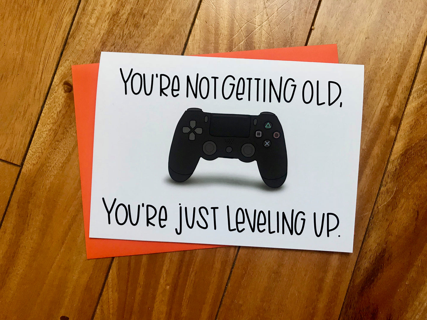 You're Not Old, You're Just Leveling Up Gamer Birthday Card by StoneDonut Design