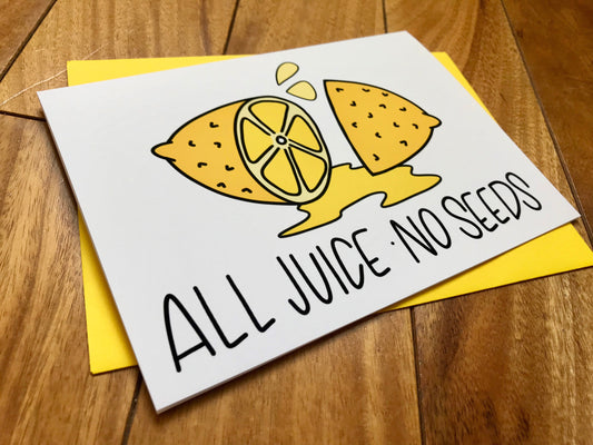 Vasectomy Card All Juice No Seeds by StoneDonut Design