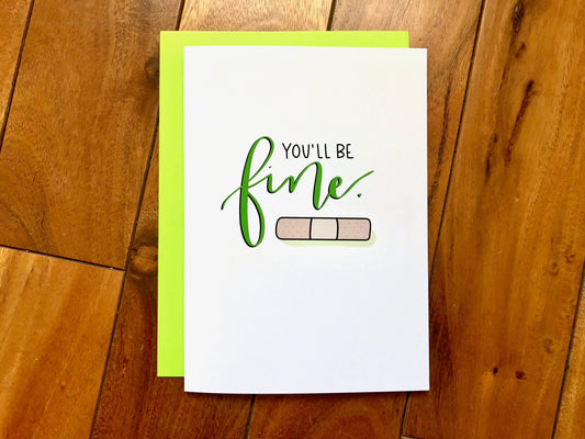 You'll Be Fine Get Well Handmade Card by stonedonut shop
