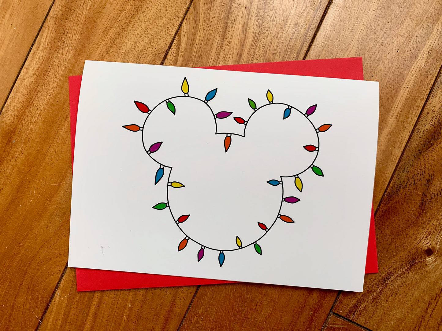 Handmade Disney Inspired Mickey Christmas Lights Card by StoneDonut Design