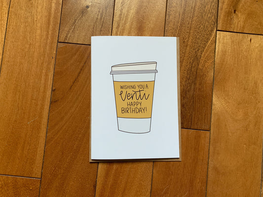 Venti Happy Birthday To Go Coffee Cup Handmade Card by StoneDonut Design