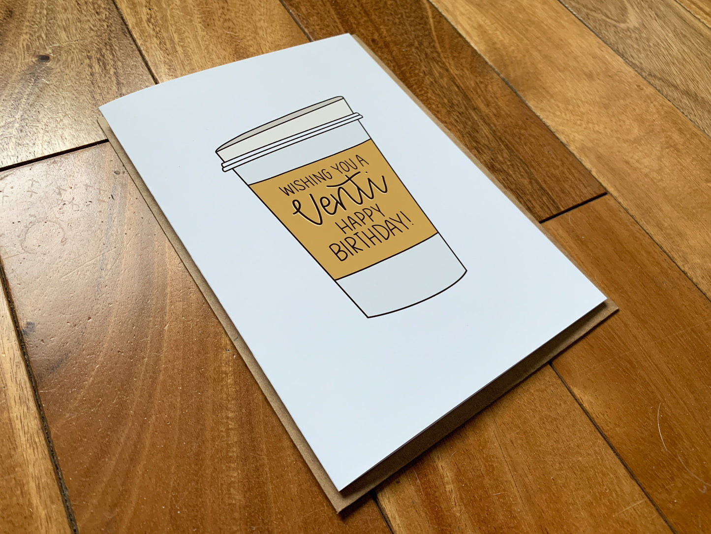 Venti Happy Birthday To Go Coffee Cup Handmade Card by StoneDonut Design