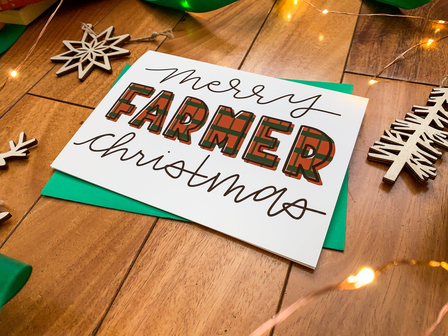 Handmade Merry Farmer Christmas Agriculture Holiday Card by StoneDonut Design