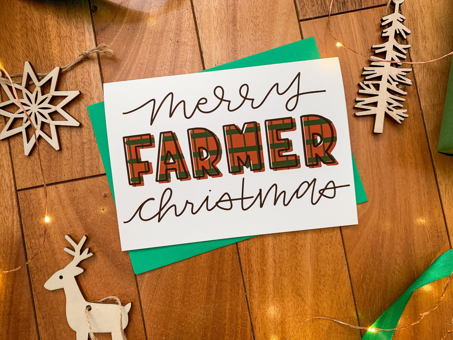 Handmade Merry Farmer Christmas Agriculture Holiday Card by StoneDonut Design