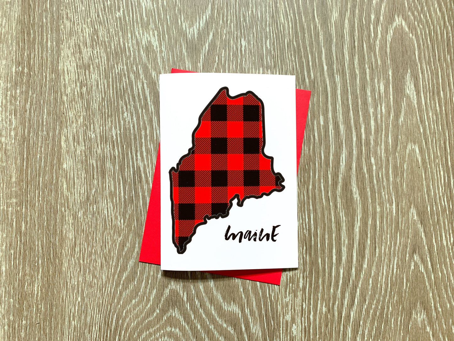 Maine Buffalo Plaid Handmade Card by StoneDonut Design